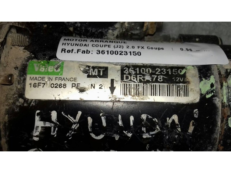 Recambio de motor arranque para hyundai coupe (j2) 2.0 fx coupe referencia OEM IAM 3610023150 D6RA78 VALEO