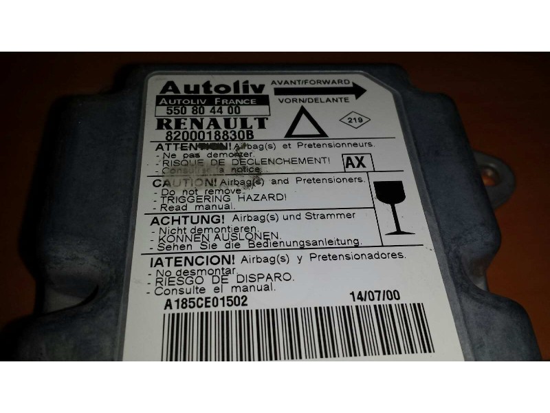 Recambio de centralita airbag para renault laguna (b56) 1.6 16v rt referencia OEM IAM 550804400 8200018830B 