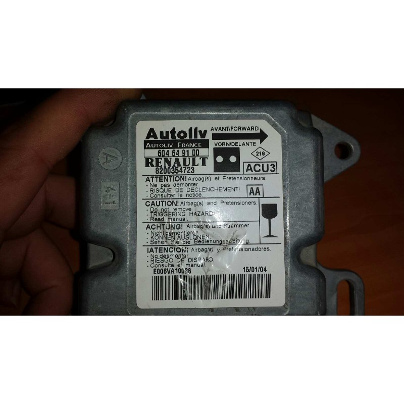 Recambio de centralita airbag para renault kangoo (f/kc0) alize referencia OEM IAM 604649100 8200354723 AUTOLIV