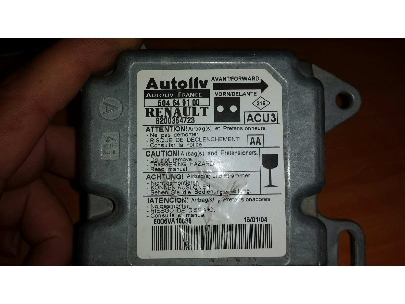 Recambio de centralita airbag para renault kangoo (f/kc0) alize referencia OEM IAM 604649100 8200354723 AUTOLIV