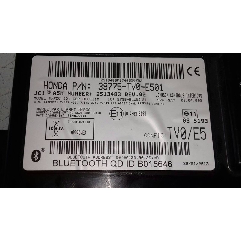 Recambio de modulo electronico para honda civic (fk) 1.6 i-dtec comfort referencia OEM IAM 39775TV0TV0E501 2513483REV02 