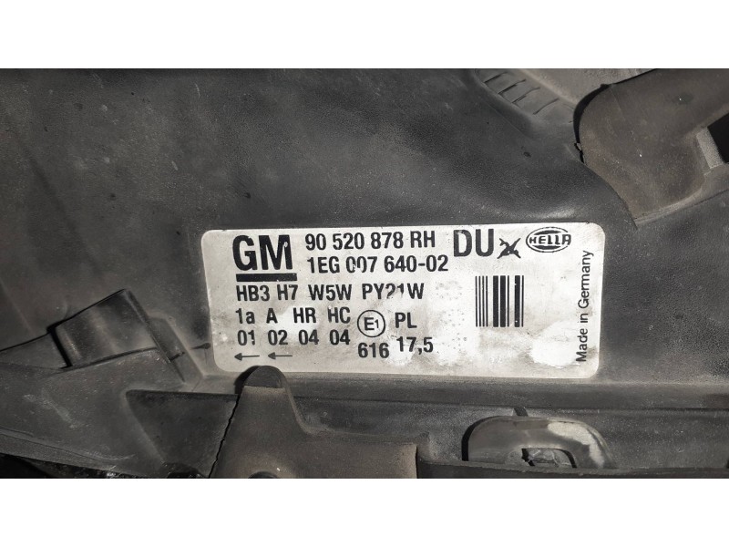 Recambio de faro derecho para opel astra g berlina club referencia OEM IAM 90520878RH  