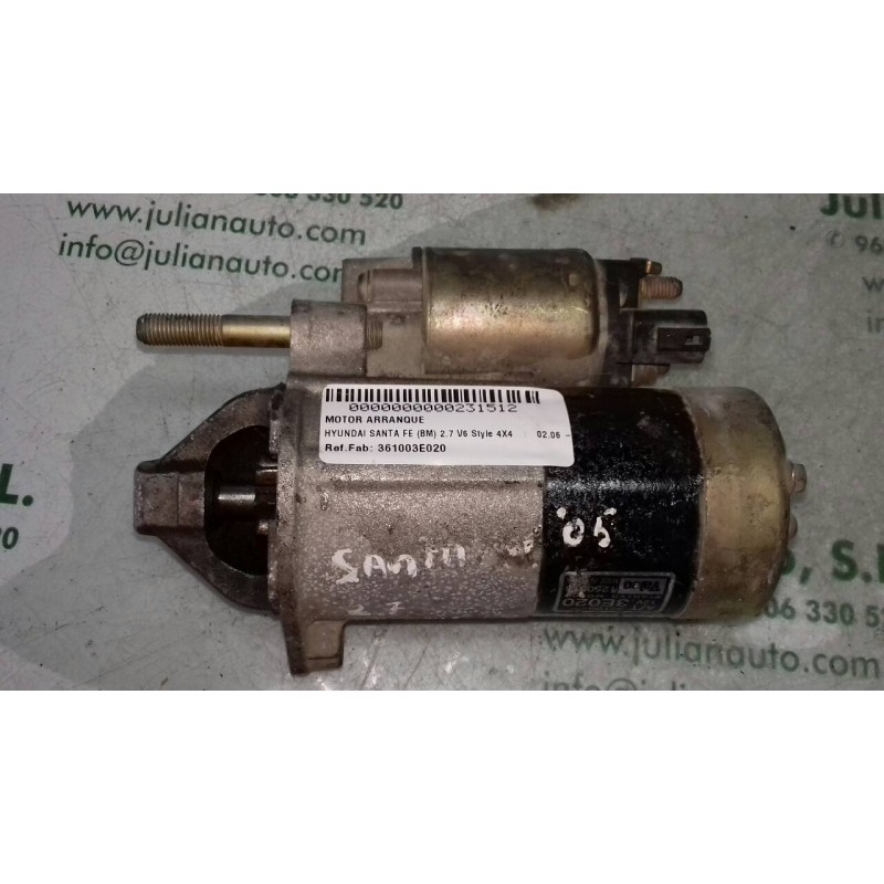 Recambio de motor arranque para hyundai santa fe (bm) 2.7 v6 style 4x4 referencia OEM IAM 361003E020 125031 VALEO