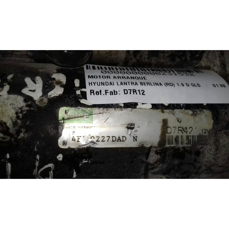 Recambio de motor arranque para hyundai lantra berlina (rd) 1.9 d gls referencia OEM IAM D7R12  VALEO
