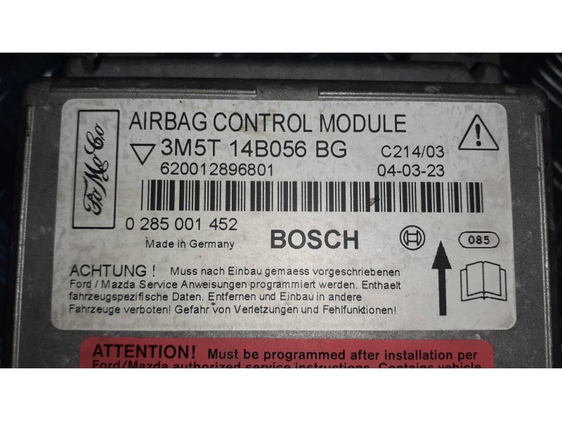 Recambio de centralita airbag para ford focus c-max (cap) connection referencia OEM IAM 3M5T14B056BG 0285001452 BOSCH