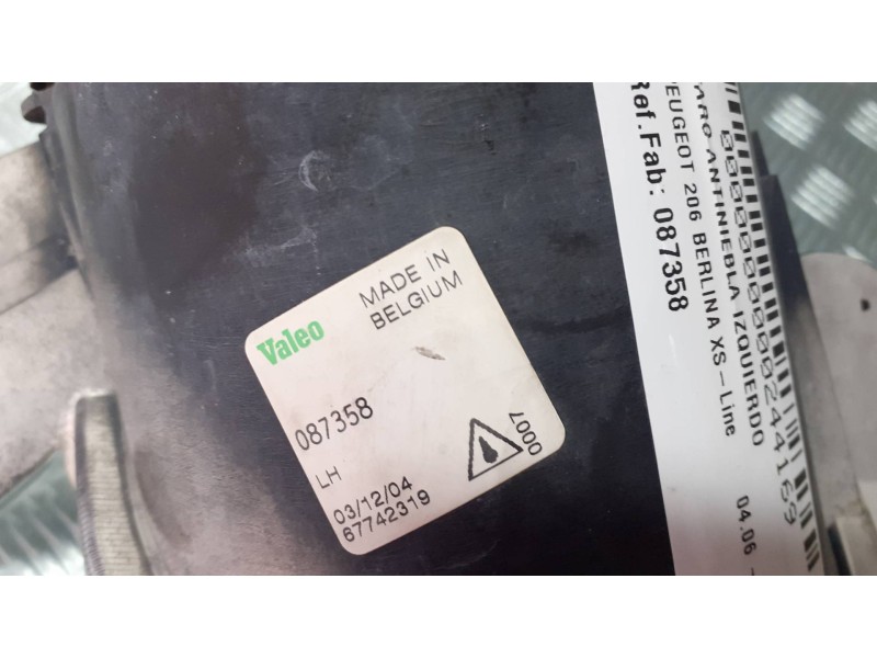 Recambio de faro antiniebla izquierdo para peugeot 206 berlina xs-line referencia OEM IAM 087358 67742319 66976190