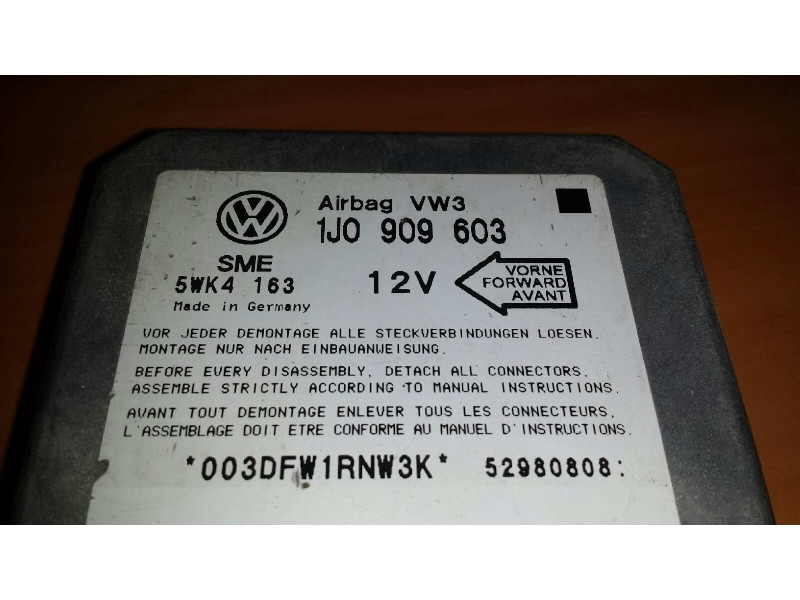 Recambio de centralita airbag para seat toledo (1m2) select referencia OEM IAM 1J0909603 5WK4163  Recambio de centralita airbag para seat toledo (1m2) select referencia OEM IAM 1J0909603 5WK4163