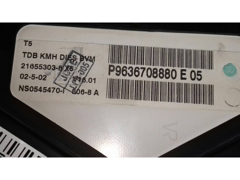 Recambio de cuadro instrumentos para peugeot 307 (s1) xs referencia OEM IAM 9636708880E 21655303 8 X5 SAGEM