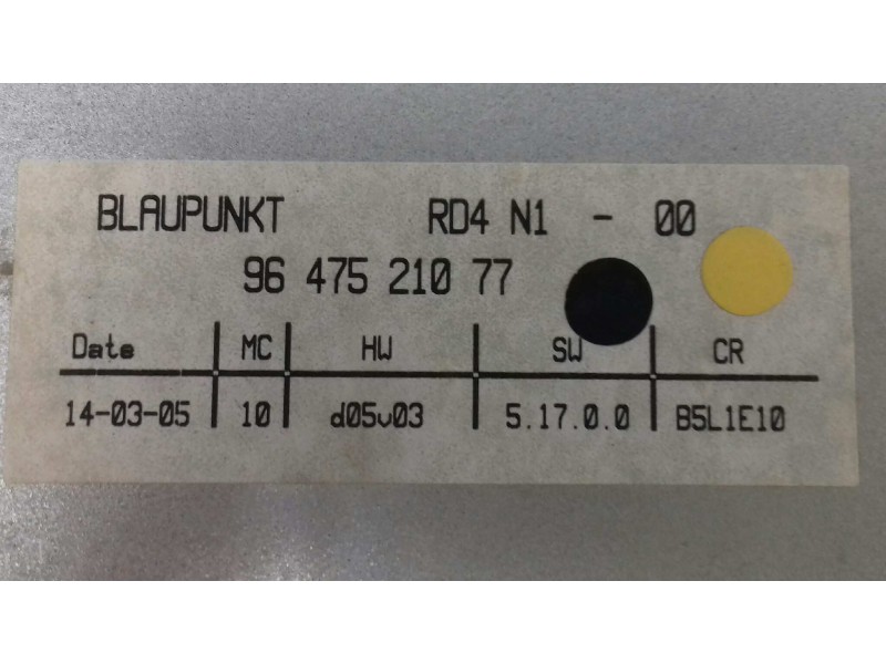 Recambio de sistema audio / radio cd para citroen c4 berlina cool referencia OEM IAM 9647521077 7643134392 BLAUPUNKT