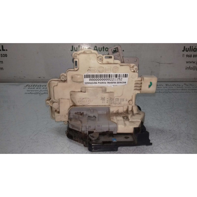Recambio de cerradura puerta trasera derecha para seat ibiza (6j5) reference referencia OEM IAM 3C4839016A 4 + 3 PINES BLANCO