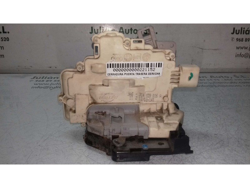 Recambio de cerradura puerta trasera derecha para seat ibiza (6j5) reference referencia OEM IAM 3C4839016A 4 + 3 PINES BLANCO