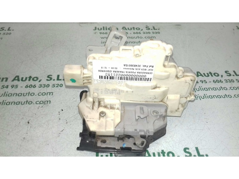 Recambio de cerradura puerta trasera izquierda para seat ibiza (6j5) reference referencia OEM IAM 3C4839015A 8 PINES BLANCO