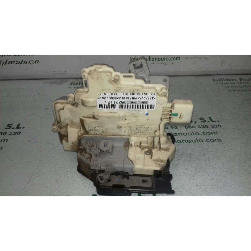 Recambio de cerradura puerta delantera derecha para seat ibiza (6j5) reference referencia OEM IAM 3C1837016A 4 + 3 PINES BLANCO