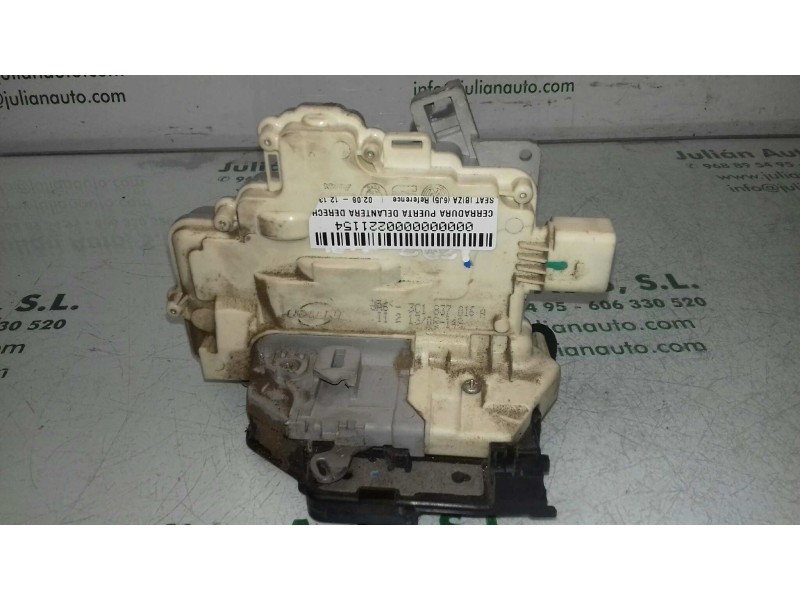 Recambio de cerradura puerta delantera derecha para seat ibiza (6j5) reference referencia OEM IAM 3C1837016A 4 + 3 PINES BLANCO
