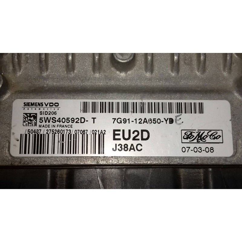 Recambio de centralita motor uce para ford mondeo ber. (ca2) trend referencia OEM IAM 7G9112A650YD 5WS40592DT EU2D