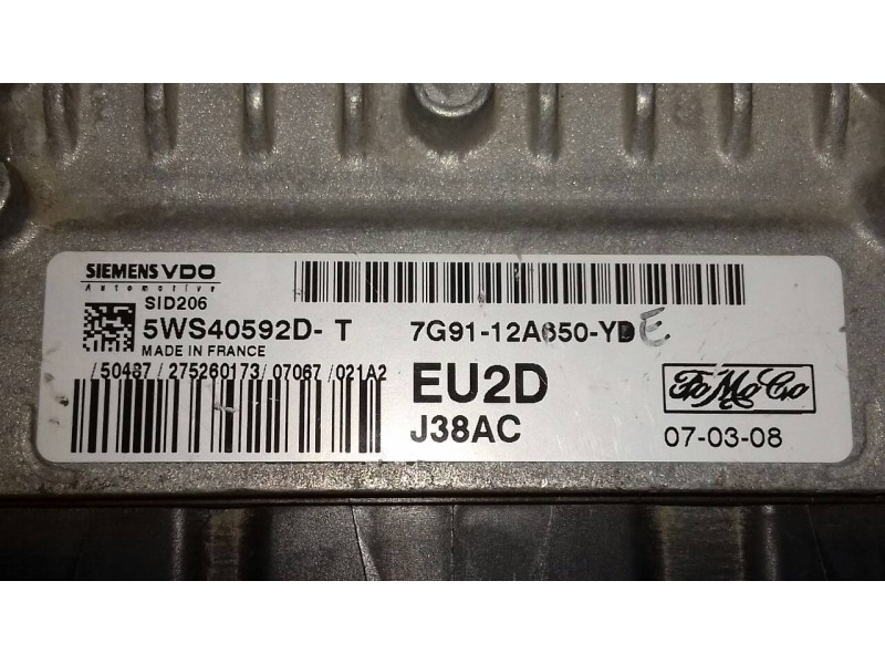 Recambio de centralita motor uce para ford mondeo ber. (ca2) trend referencia OEM IAM 7G9112A650YD 5WS40592DT EU2D