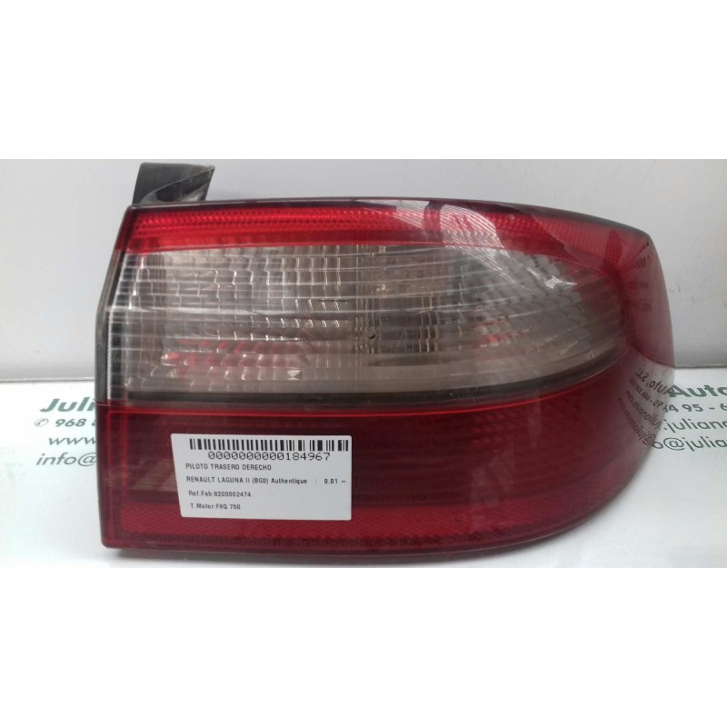 Recambio de piloto trasero derecho para renault laguna ii (bg0) authentique referencia OEM IAM 8200002474 23450202 EXT