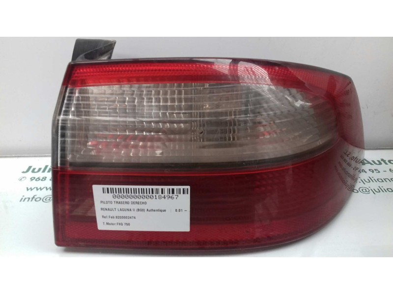Recambio de piloto trasero derecho para renault laguna ii (bg0) authentique referencia OEM IAM 8200002474 23450202 EXT