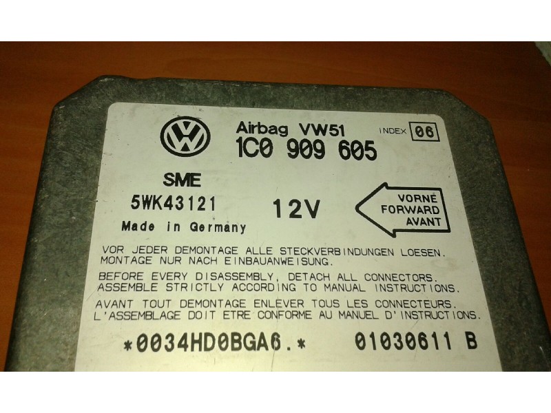Recambio de centralita airbag para seat alhambra (7v9) stella referencia OEM IAM 1C0909605 5WK43121 