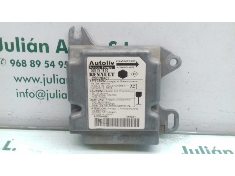 Recambio de centralita airbag para renault kangoo (f/kc0) alize referencia OEM IAM 8200098401 550751800 AUTOLIV