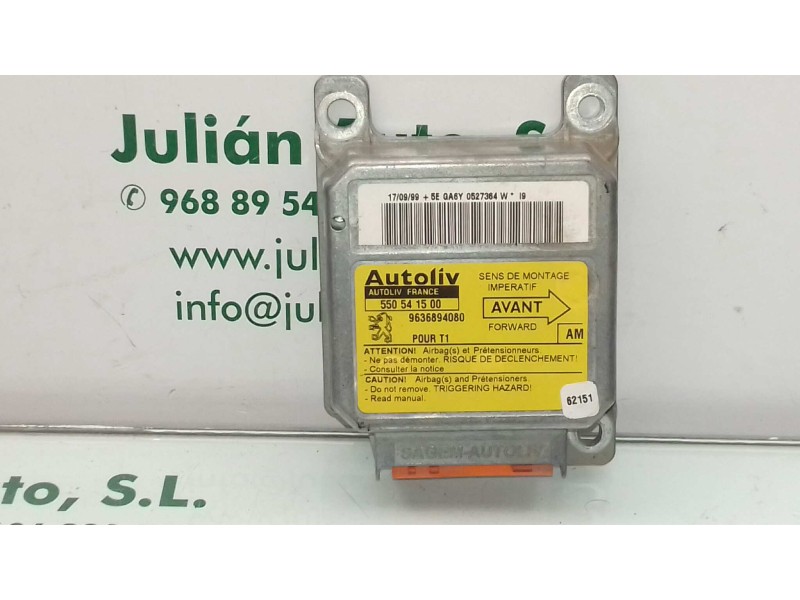 Recambio de centralita airbag para peugeot 206 berlina x-line referencia OEM IAM 963894080 550541500 AUTOLIV