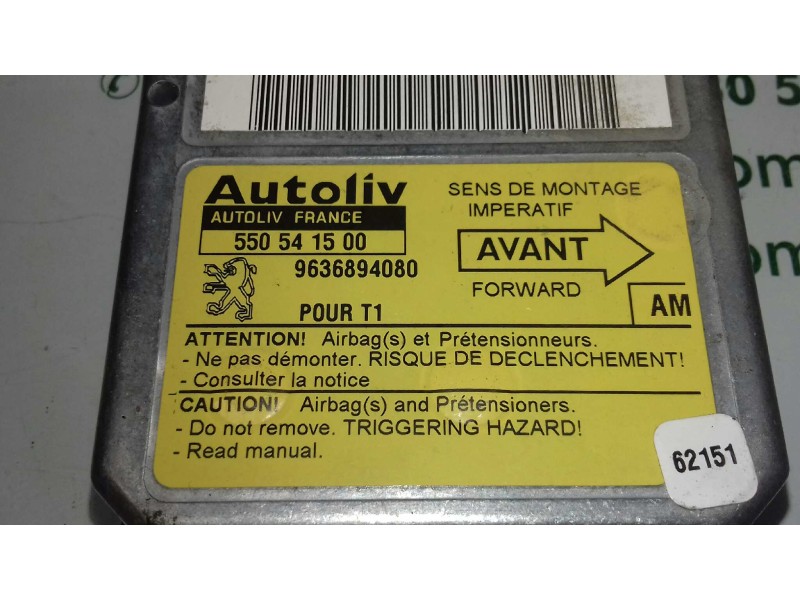 Recambio de centralita airbag para peugeot 206 berlina x-line referencia OEM IAM 963894080 550541500 AUTOLIV