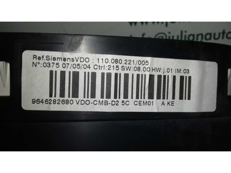 Recambio de cuadro instrumentos para peugeot 407 st confort pack referencia OEM IAM 9646282680 110080221005 VDO