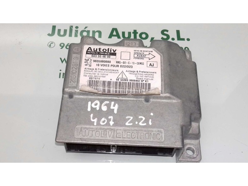 Recambio de centralita airbag para peugeot 407 st confort pack referencia OEM IAM 9655880880 603554600 AUTOLIV