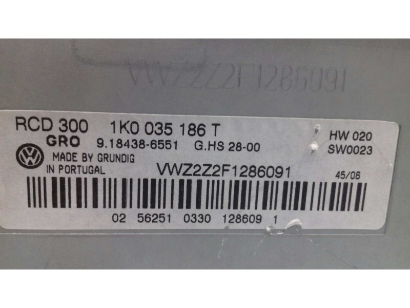Recambio de sistema audio / radio cd para volkswagen passat berlina (3c2) advance referencia OEM IAM 1K0035186T 9184386551 