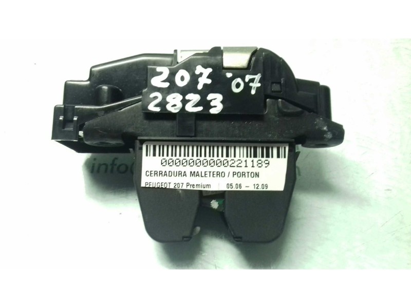 Recambio de cerradura maletero / porton para peugeot 207 premium referencia OEM IAM 9660403980 27F070088291 3 PINES