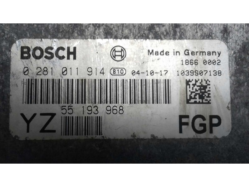 Recambio de centralita motor uce para opel vectra c berlina essentia referencia OEM IAM 0281011914 55193968 BOSCH
