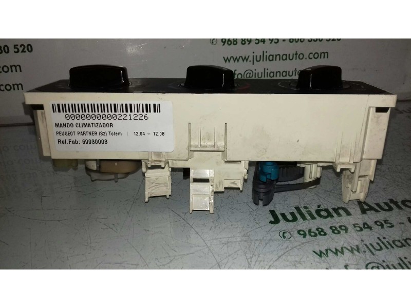 Recambio de mando climatizador para peugeot partner (s2) totem referencia OEM IAM 69930003 030808E VALEO