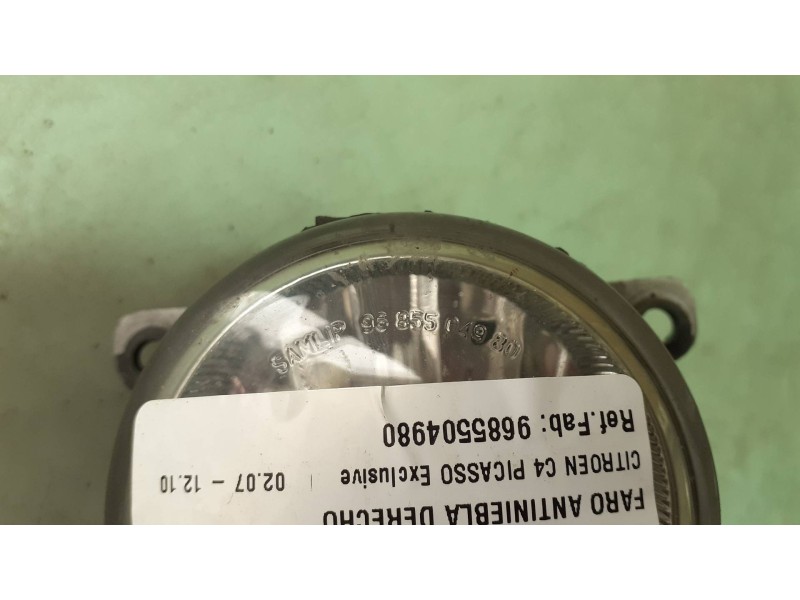 Recambio de faro antiniebla derecho para citroen c4 picasso exclusive referencia OEM IAM 9685504980  