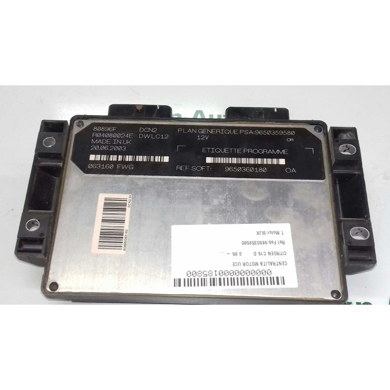 Recambio de centralita motor uce para citroen c15 d referencia OEM IAM 9650359580 R04080024E 9650360180