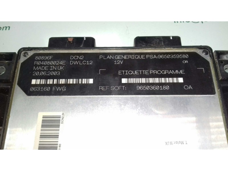 Recambio de centralita motor uce para citroen c15 d referencia OEM IAM 9650359580 R04080024E 9650360180
