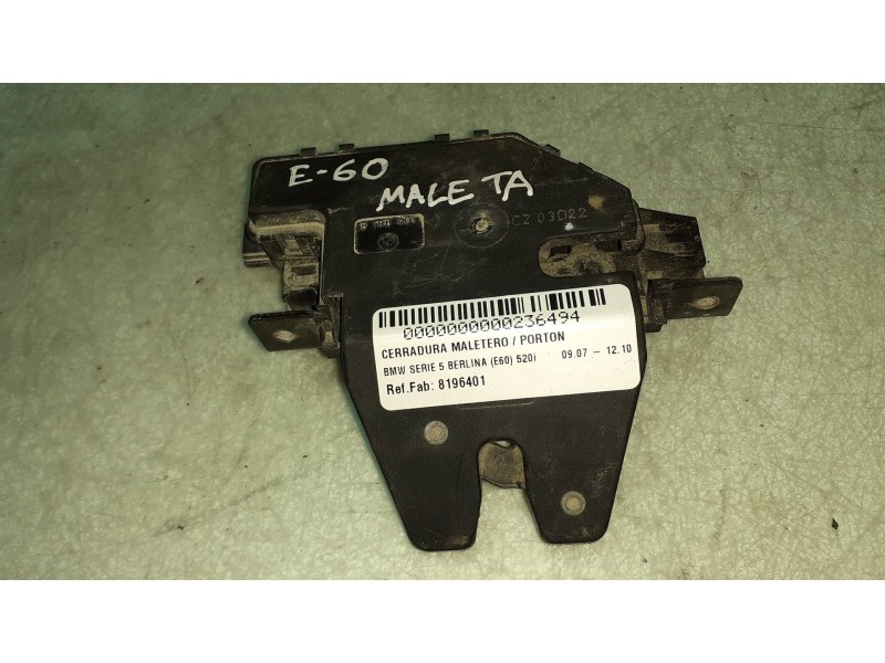Recambio de cerradura maletero / porton para bmw serie 5 berlina (e60) 520i referencia OEM IAM 8196401  