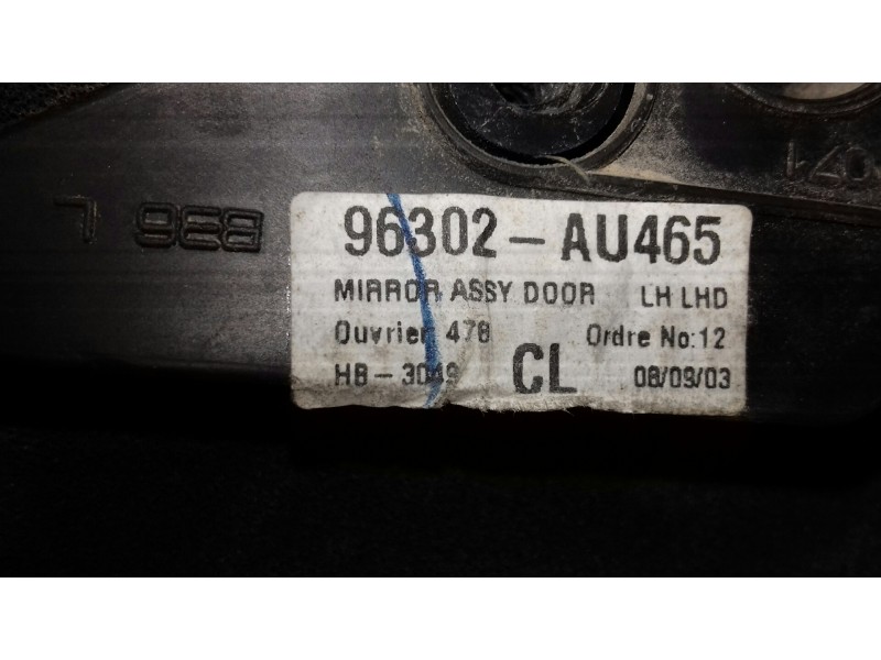 Recambio de retrovisor izquierdo para nissan primera berlina (p12) acenta referencia OEM IAM 96302AU465 014180 ELECTRICO
