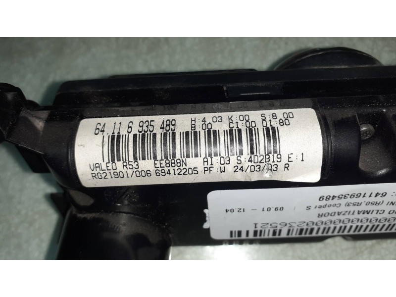 Recambio de mando climatizador para bmw mini (r50,r53) cooper s referencia OEM IAM 64116935489  VALEO
