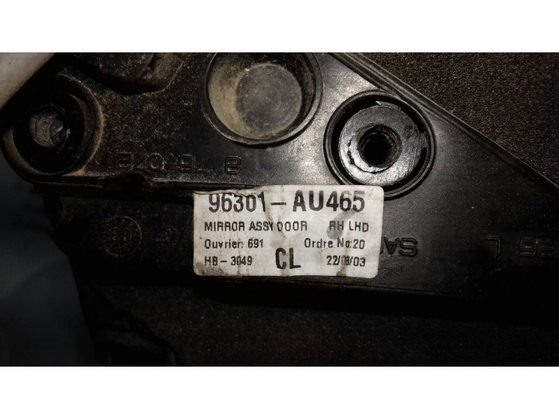 Recambio de retrovisor derecho para nissan primera berlina (p12) acenta referencia OEM IAM 96301AU465 014180 ELECTRICO