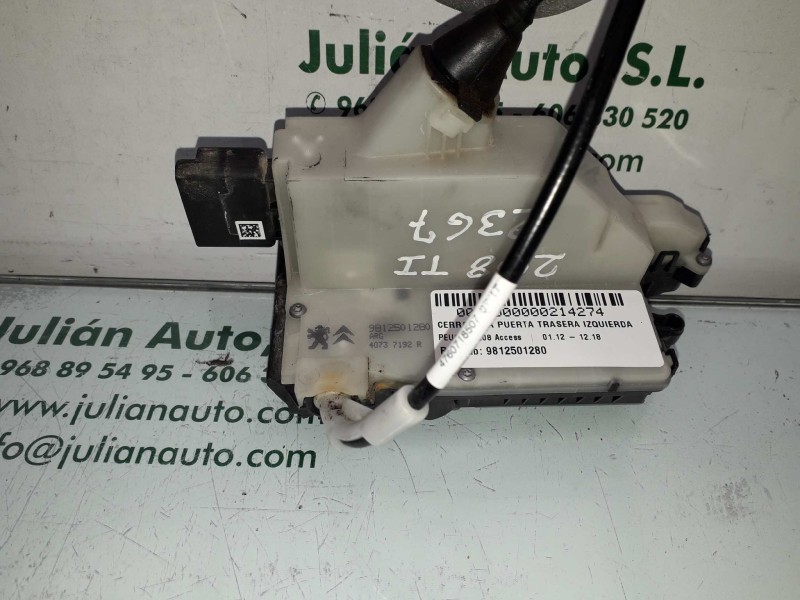 Recambio de cerradura puerta trasera izquierda para peugeot 208 access referencia OEM IAM 9812501280 40737192R 6 PINES