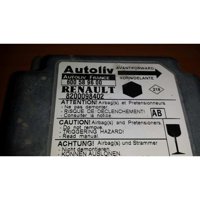 Recambio de centralita airbag para renault kangoo (f/kc0) alize referencia OEM IAM 600589600 8200098402 AUTOLIV