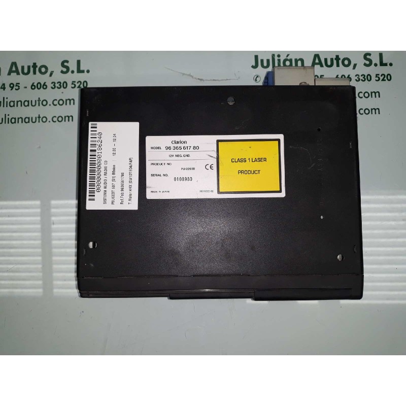 Recambio de sistema audio / radio cd para peugeot 607 (s1) básico referencia OEM IAM 9636561780 LECTOR CD CLARION