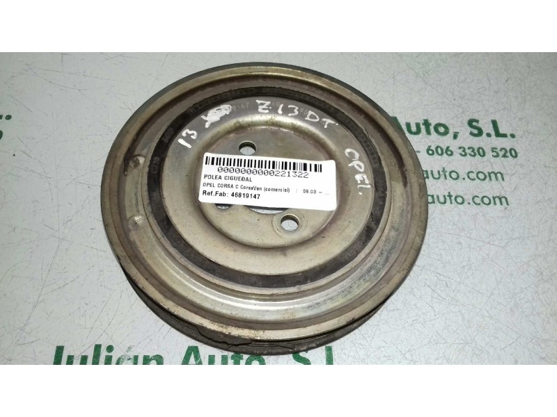 Recambio de polea cigueñal para opel corsa c corsavan (comercial) referencia OEM IAM 46819147 285335 