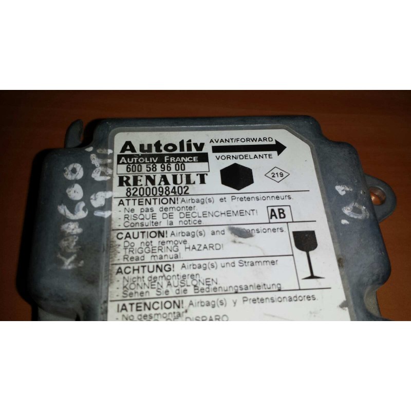 Recambio de centralita airbag para renault kangoo (f/kc0) alize referencia OEM IAM 600589600 8200098402 AUTOLIV