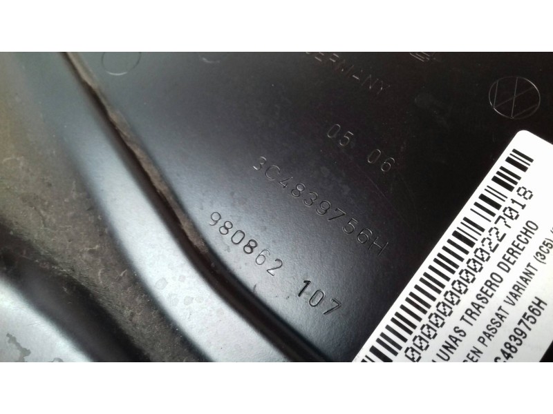 Recambio de elevalunas trasero derecho para volkswagen passat variant (3c5) advance referencia OEM IAM 3C4839756H 974196111 ELEC