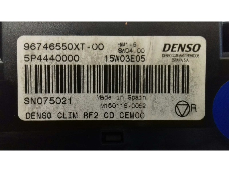 Recambio de mando climatizador para citroen c-elysée exclusive referencia OEM IAM 96746550XT 5P4440000 DENSO
