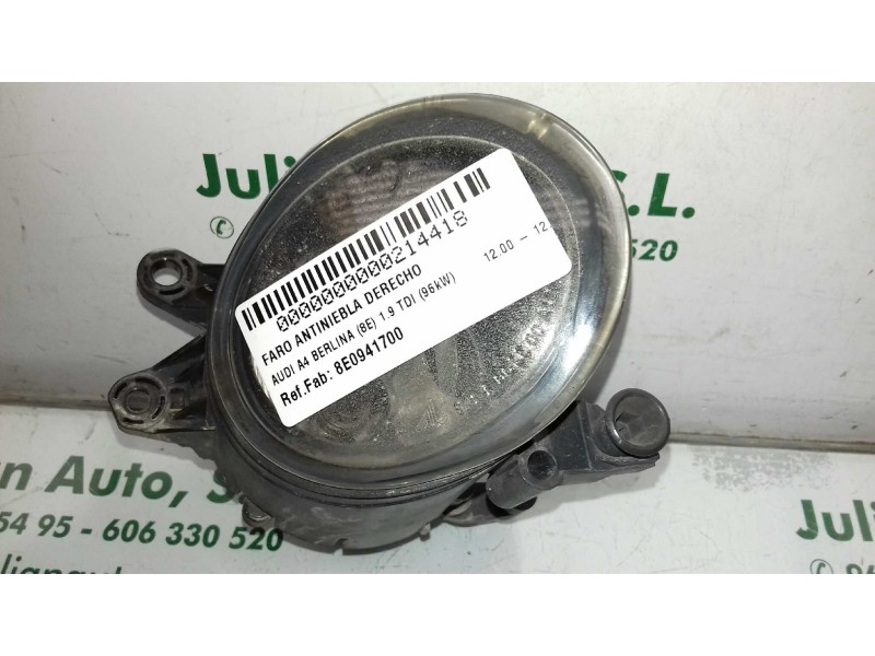 Recambio de faro antiniebla derecho para audi a4 berlina (8e) 1.9 tdi (96kw) referencia OEM IAM 8E0941700 0305069002 