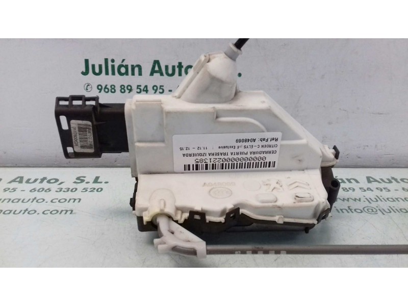 Recambio de cerradura puerta trasera izquierda para citroen c-elysée exclusive referencia OEM IAM A048069 6 PINES ELECTRICA