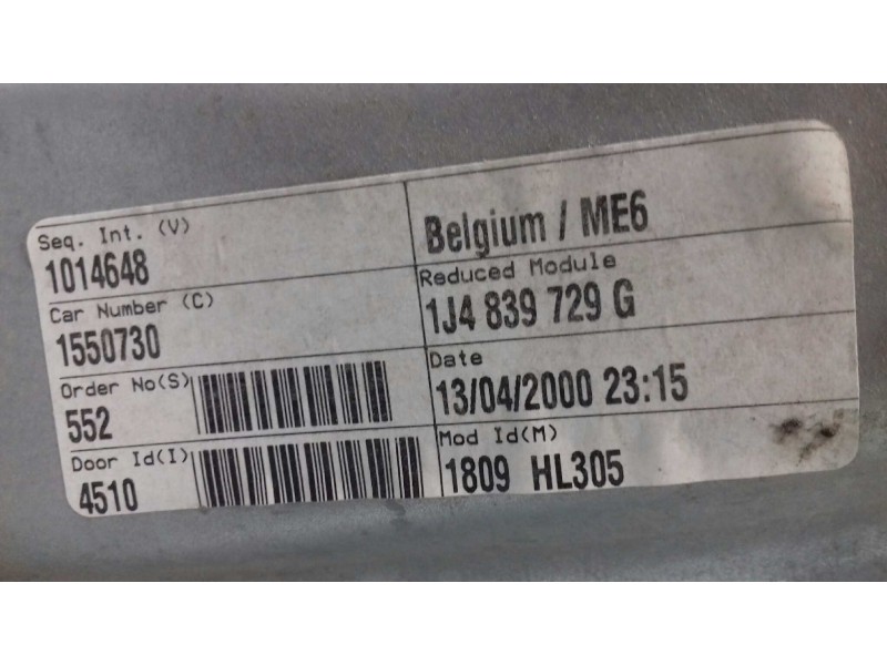 Recambio de elevalunas trasero derecho para volkswagen golf iv berlina (1j1) conceptline referencia OEM IAM 1J4839755C 119694104