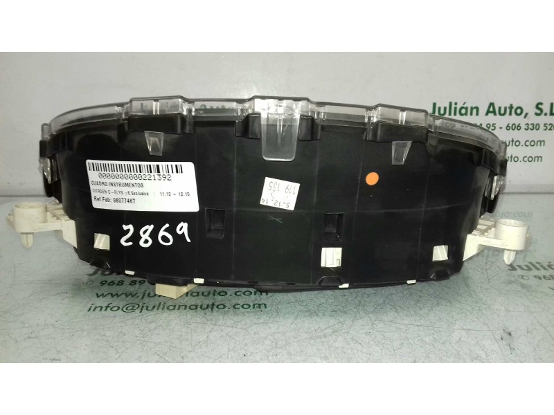 Recambio de cuadro instrumentos para citroen c-elysée exclusive referencia OEM IAM 98077467 2160140 JOHNSON CONTROLS